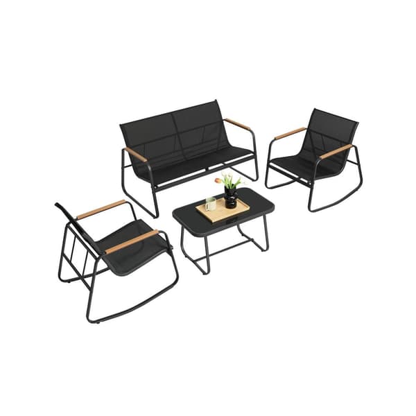 Trädgårdsmöbelset, SONGMICS GGF0028B01, 47,1x69,6x41,8 cm, 73x60,8x76 cm, 73x113,4x74 cm, Svart