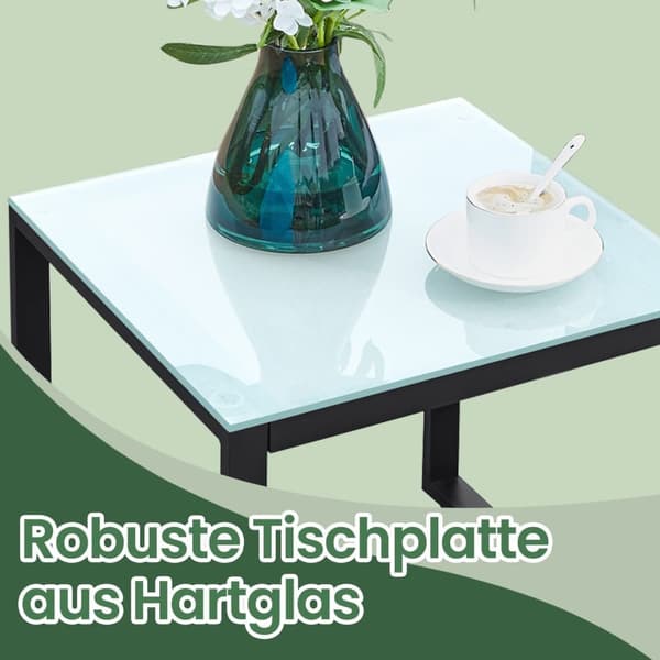 Havebordssæt, 57,5x53x76 cm, 40x42x39 cm, Sort