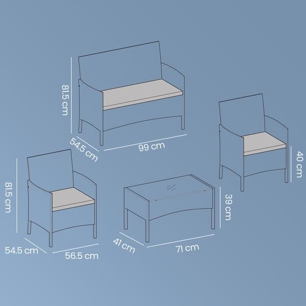 Altanmøbler, Havemøbelsæt, 54,5x56,5x81,5 cm, 54,5x99x81,5 cm, 41x71x39 cm, Sort-Taupe