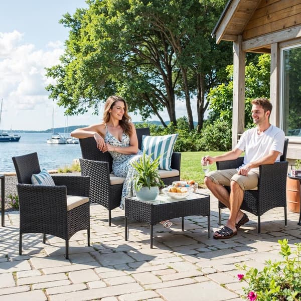 Altanmøbler, Havemøbelsæt, 54,5x56,5x81,5 cm, 54,5x99x81,5 cm, 41x71x39 cm, Sort-Taupe