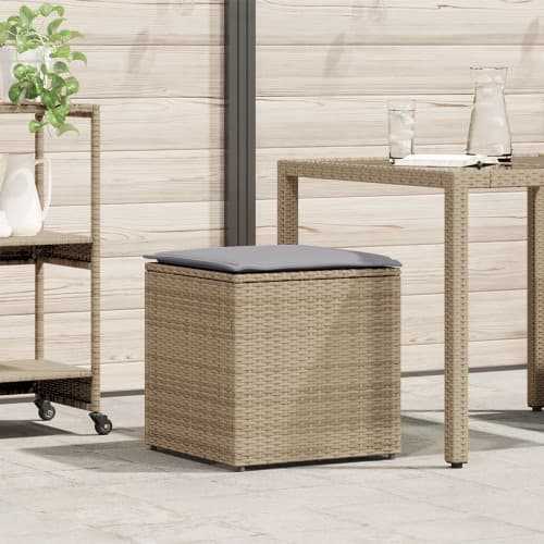 utomhusförvaringslåda Beige Syntetisk Rattan Mellanstor