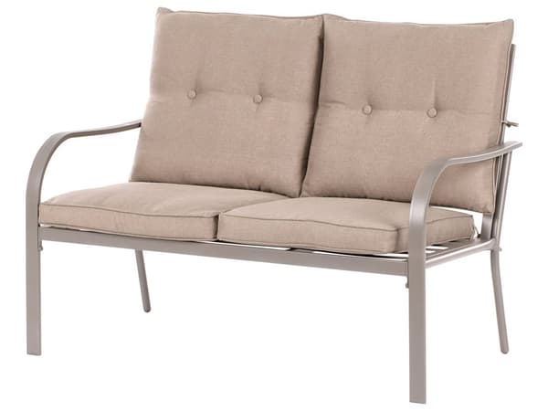 Hagesett i Stål 2-seters Sofa med Lenestoler Svart Metallramme Beige Puter i Stoff