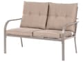 Miniatyrbilde 4 av 11: Hagesett i Stål 2-seters Sofa med Lenestoler Svart Metallramme Beige Puter i Stoff