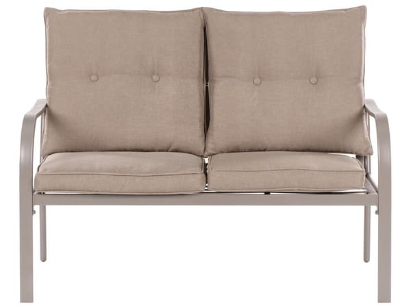 Hagesett i Stål 2-seters Sofa med Lenestoler Svart Metallramme Beige Puter i Stoff