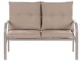 Miniatyrbilde 5 av 11: Hagesett i Stål 2-seters Sofa med Lenestoler Svart Metallramme Beige Puter i Stoff