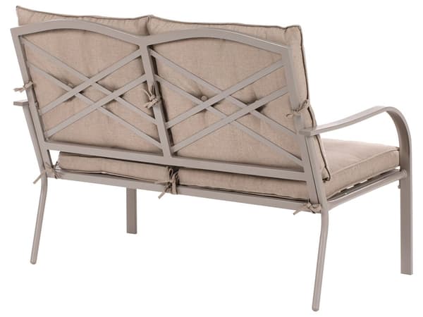 Hagesett i Stål 2-seters Sofa med Lenestoler Svart Metallramme Beige Puter i Stoff