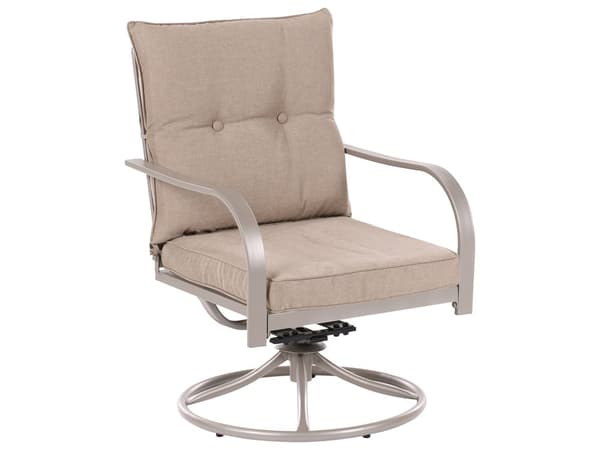 Hagesett i Stål 2-seters Sofa med Lenestoler Svart Metallramme Beige Puter i Stoff