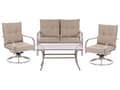 Miniatyrbilde 1 av 11: Hagesett i Stål 2-seters Sofa med Lenestoler Svart Metallramme Beige Puter i Stoff