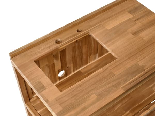 Utendørs kjøkkenøy med vask og kran Brun Sølv Akasietre Rustfritt stål 50 x 80 x 90 cm 2 hyller Utekjøkken Hage