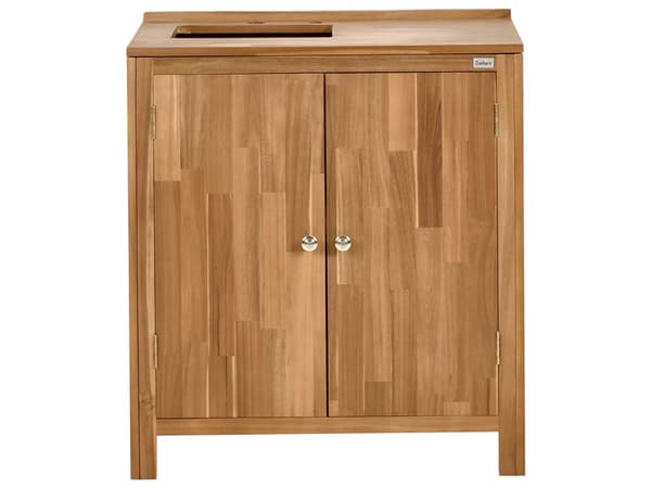 Utendørs kjøkkenskap med vask og kran Brun Svart Akasietre Rustfritt stål 50 x 80 x 90 cm 2 hyller 2 dører Utekjøkken Hage