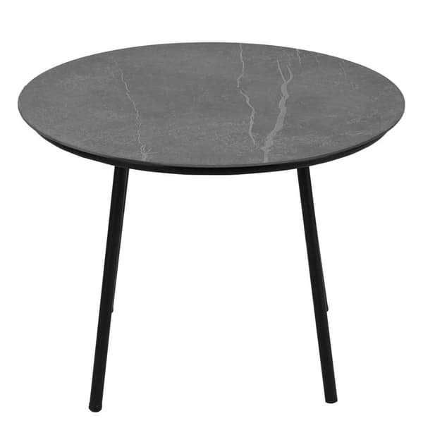Loungeset för trädgård med gråa dynor – 3-sits soffa, 2 fåtöljer & 2 soffbord med marmorglas, flätad design & galvaniserat stål