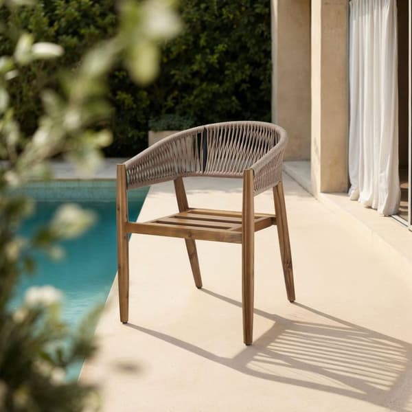 Havestol Manacor, rebdesign - sand,Sæt med 2 stk.
