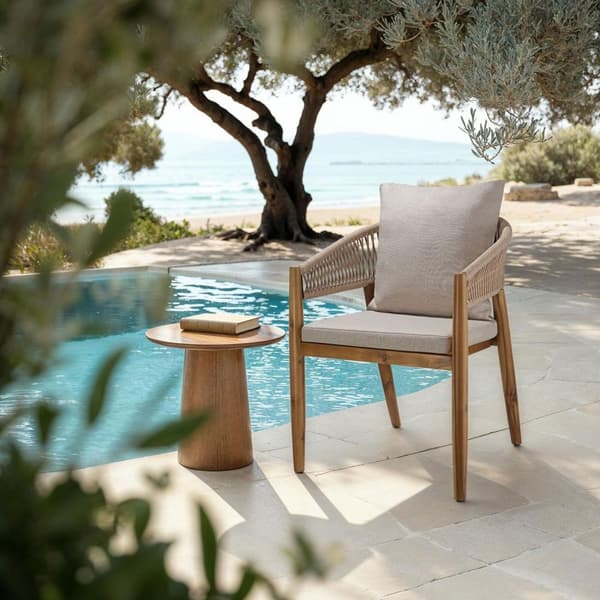 Havestol Manacor, rebdesign - sand,Sæt med 2 stk.