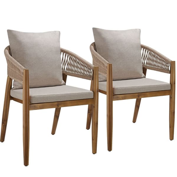 Havestol Manacor, rebdesign - sand,Sæt med 2 stk.