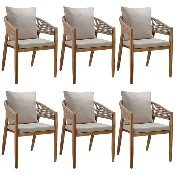 Havestol Manacor, rebdesign - sand,Sæt med 6 stk.