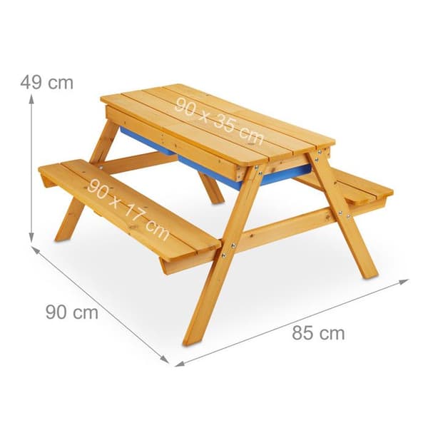 Uppsättning av trädgårdsmöbler - Relaxdays - 10033844 - Naturligt furu - För barn - 4 personer