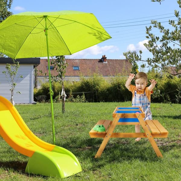 Uppsättning av trädgårdsmöbler - Relaxdays - 10033844 - Naturligt furu - För barn - 4 personer