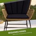 Pikkukuva 5 / 9: Rottinkinen istuinryhmä, 3-osainen, 78x68x95 cm 50x50x40 cm, Luonnollinen Musta