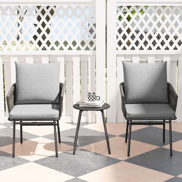 Rattan Bistro Sæt, 3-tlg., 58x63x69 cm, Grå