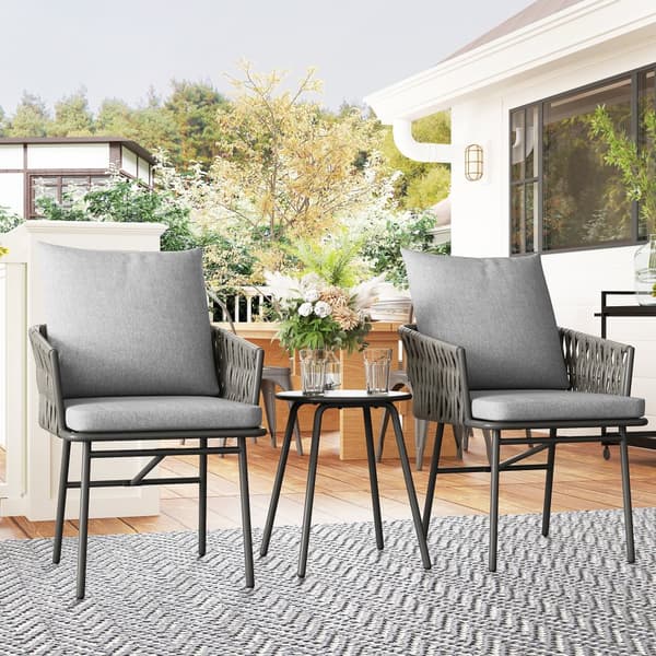 Rattan Bistro Sæt, 3-tlg., 58x63x69 cm, Grå