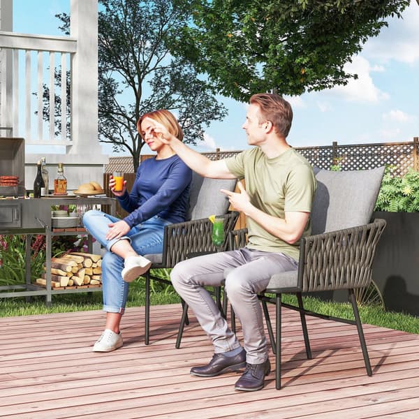 Rattan Bistro Sæt, 3-tlg., 58x63x69 cm, Grå