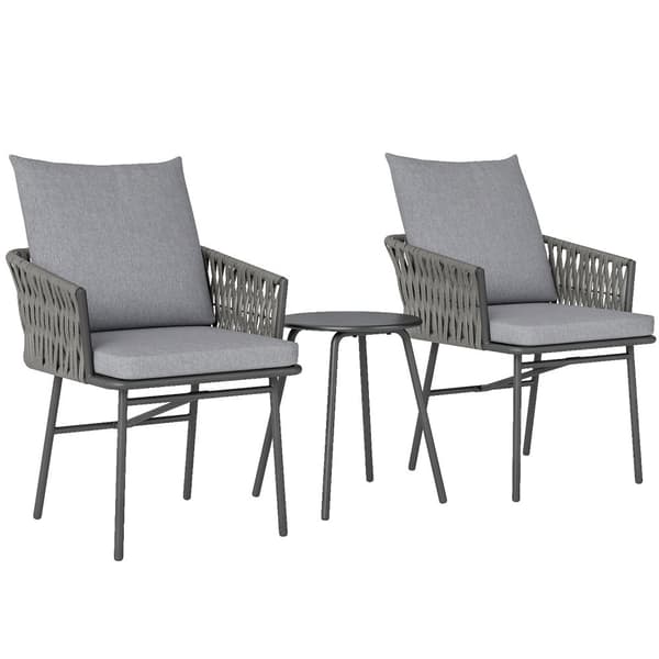 Rattan Bistro Sæt, 3-tlg., 58x63x69 cm, Grå