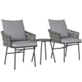 Miniatyrbillede 1 af 9: Rattan Bistro Sæt, 3-tlg., 58x63x69 cm, Grå