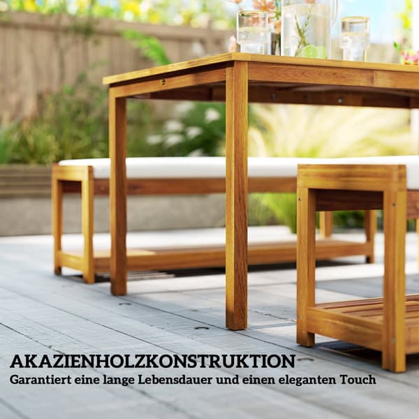 Trädgårdsmöbelset, 3 tlg., 150x85x75 cm, Teak