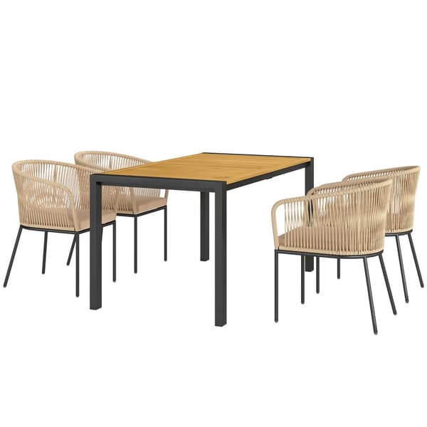 Have Møbelsæt, 5-delte, 140x80x74 cm, Naturtræ+Khaki