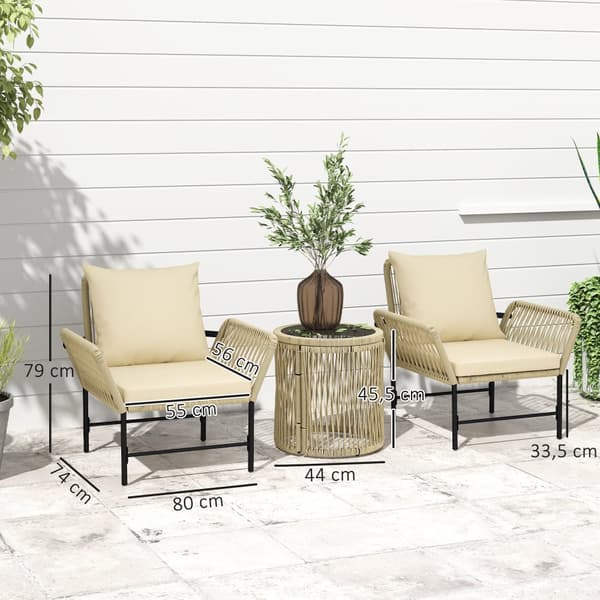 Udendørs Møbelsæt, Polyrattan, 80x74x79 cm, Khaki