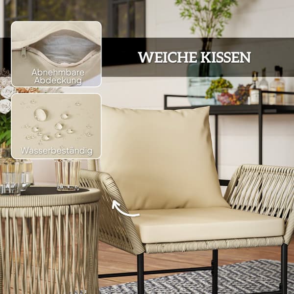 Udendørs Møbelsæt, Polyrattan, 80x74x79 cm, Khaki