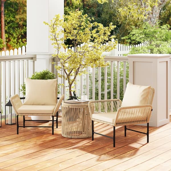 Udendørs Møbelsæt, Polyrattan, 80x74x79 cm, Khaki