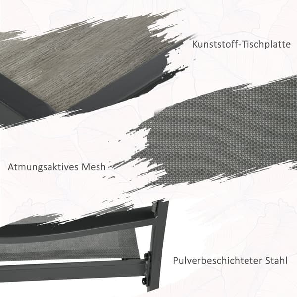 Havesæt, 5 tlg, 150x87x72 cm, Grå