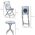 Miniatyrbild 3 av 9: Trädgårds Sittgrupp, Bistro-Set, Ø 61 cm, Svart/Blå/Vit
