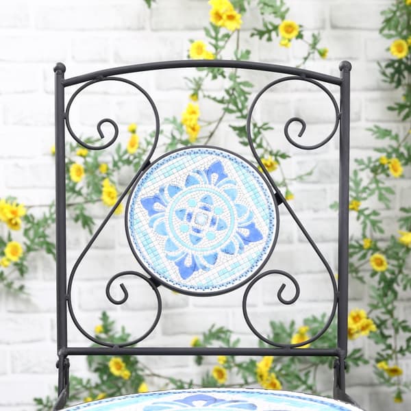Trädgårds Sittgrupp, Bistro-Set, Ø 61 cm, Svart/Blå/Vit