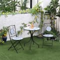 Miniatyrbild 2 av 9: Trädgårds Sittgrupp, Bistro-Set, Ø 61 cm, Svart/Blå/Vit