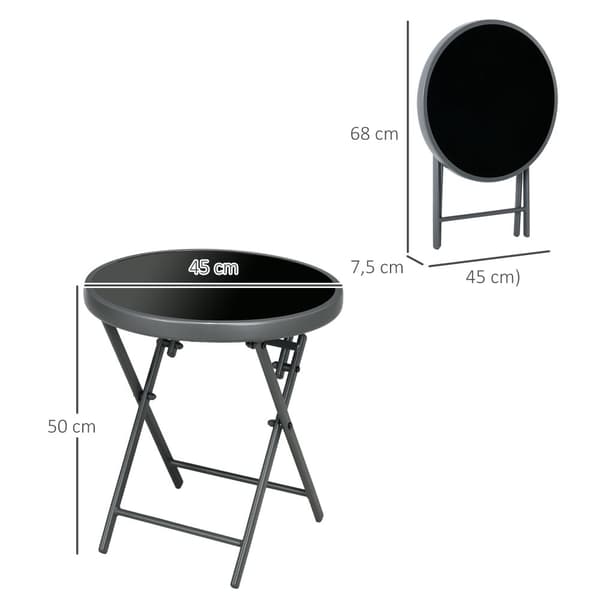 Sammenklappeligt Sidebord, Outsnuuy, 45x45x50 cm, Sort