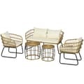 Pikkukuva 1 / 9: Puutarhakalustesetti, 5 osaa Rattan, 145x70 cm, Beige