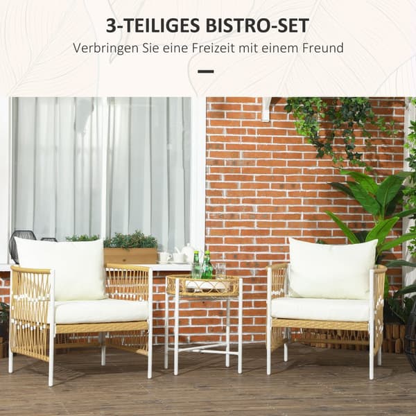Rattan Trädgårdsmöbelset, 72x66x64 cm, Gul och Kräm