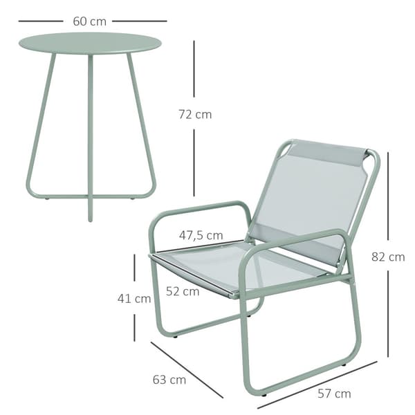 Bistro Set, 3tlg, Ø60x72H cm, Grön