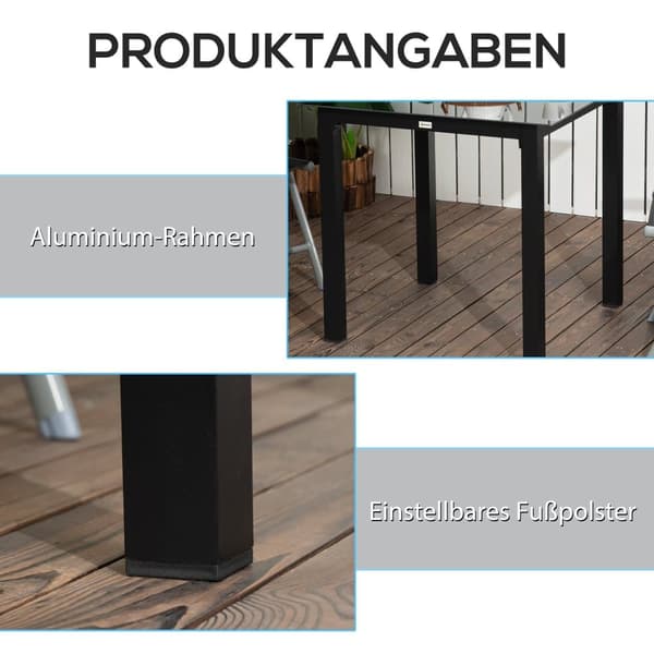 Trädgårdsbord, 80x80x74 cm, Svart