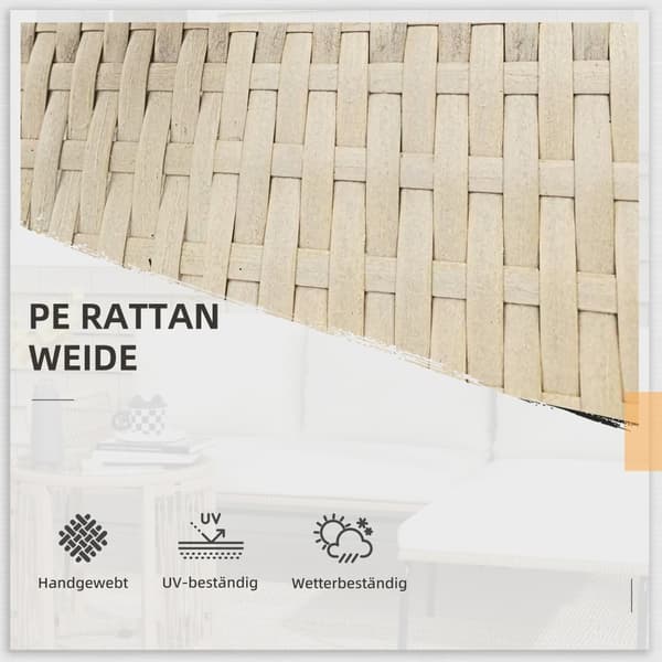 Rattan Havemøbelsæt, Aosom.de, 71x129x75 cm, Creme