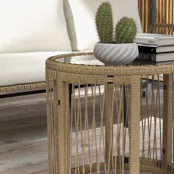 Rattan Havemøbelsæt, Aosom.de, 71x129x75 cm, Creme