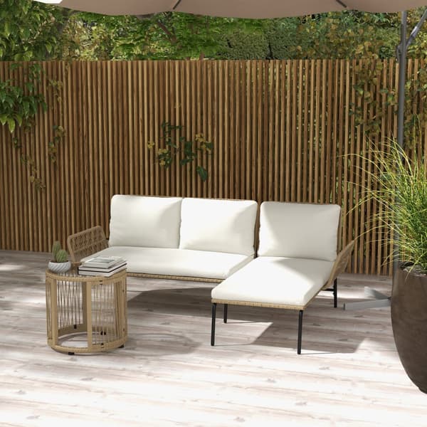 Rattan Havemøbelsæt, Aosom.de, 71x129x75 cm, Creme