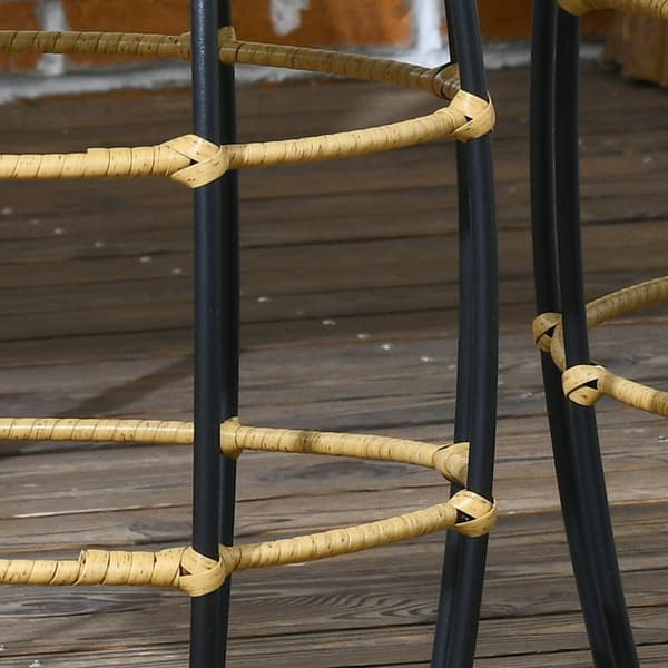 Sivupöytä setti, Rattan, Ø58 x 53K cm & Ø48 x 50K cm, Khaki & Musta