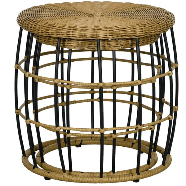 Sivupöytä setti, Rattan, Ø58 x 53K cm & Ø48 x 50K cm, Khaki & Musta