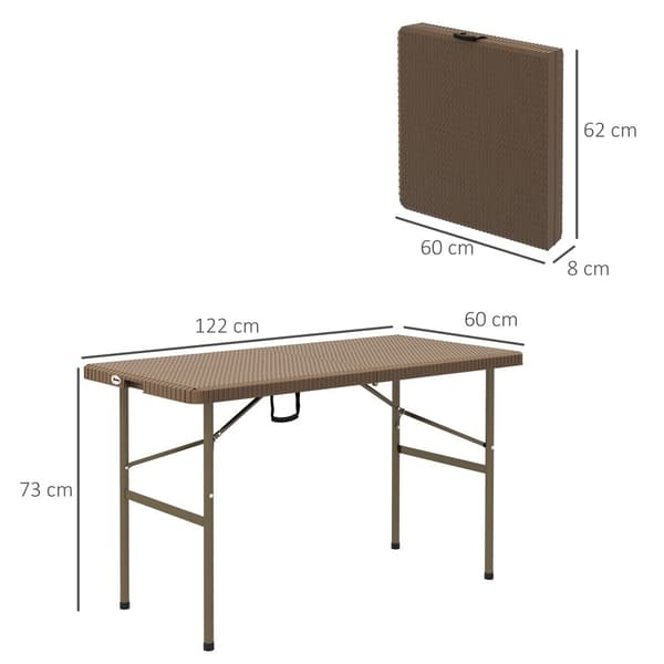 Campingbord, 122x60x73 cm, Brun