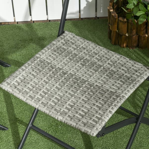 Rattan Balkong Möbelset, 3tlg, 60x60x72 cm, Ljusgrå