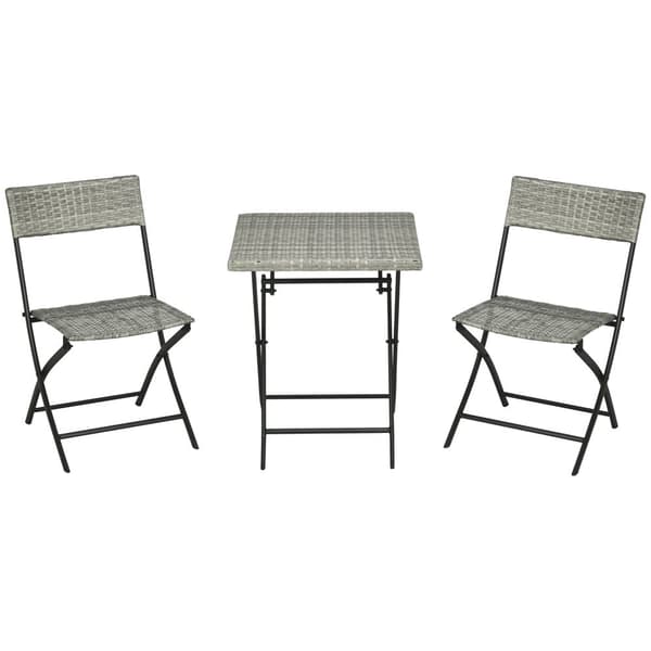 Rattan Balkong Möbelset, 3tlg, 60x60x72 cm, Ljusgrå