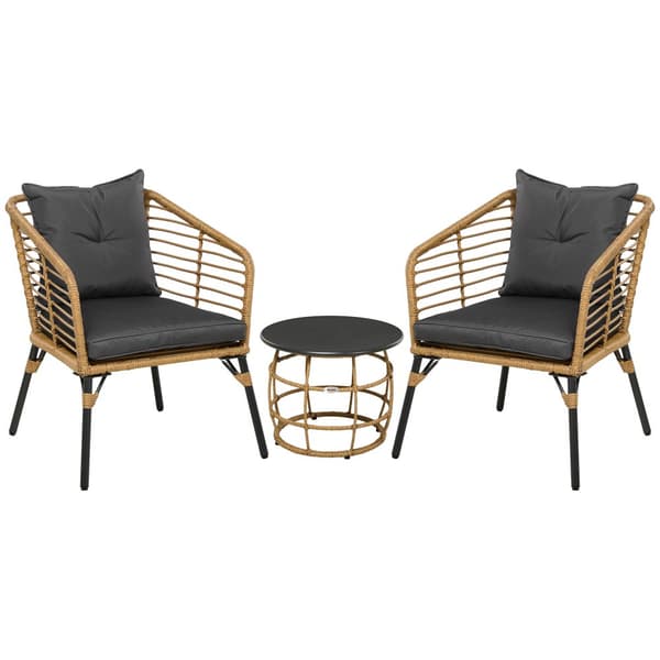 Rattan Havemøbelsæt, Sand+Mørkegrå